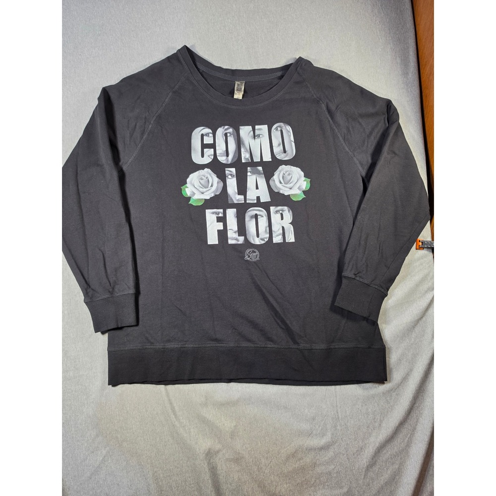 Instant Message Selena Como La Flor Sweatshirt Black Plus 2XW Rose Graphic Tee
